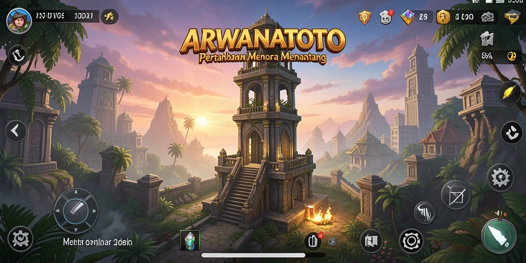 Tangkapan layar dari ARWANATOTO menunjukkan aksi seru dalam pertahanan menara.