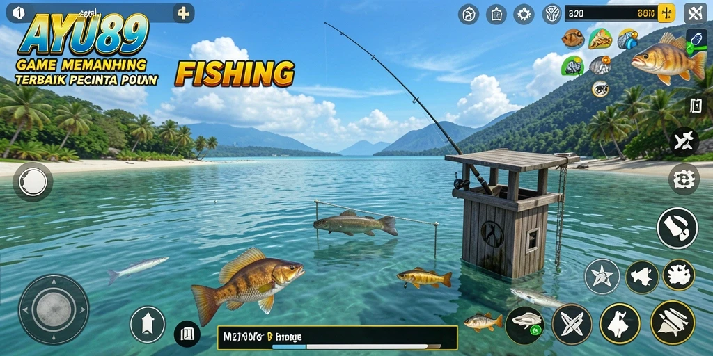 Screenshot gameplay AYU89 memperlihatkan keasyikan memancing yang mendebarkan.
