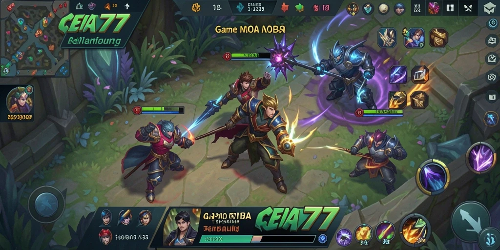 Gameplay seru di CERIA777 dengan aksi MOBA yang mendebarkan.