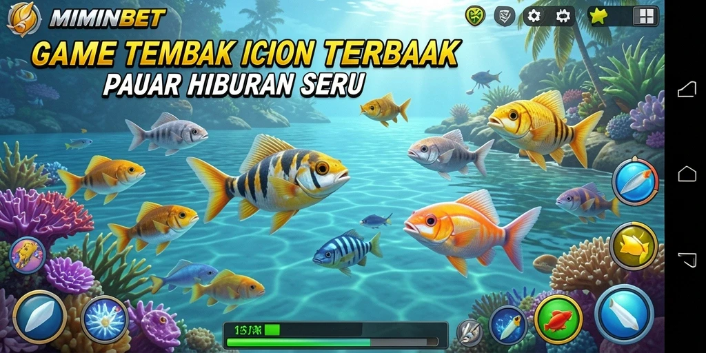 Screenshot gameplay MIMINBET menampilkan aksi menembak ikan seru.