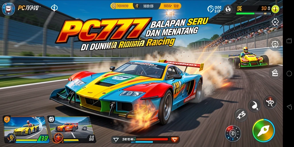 Screenshot menampilkan aksi balapan seru dan mendebarkan dalam PC777.