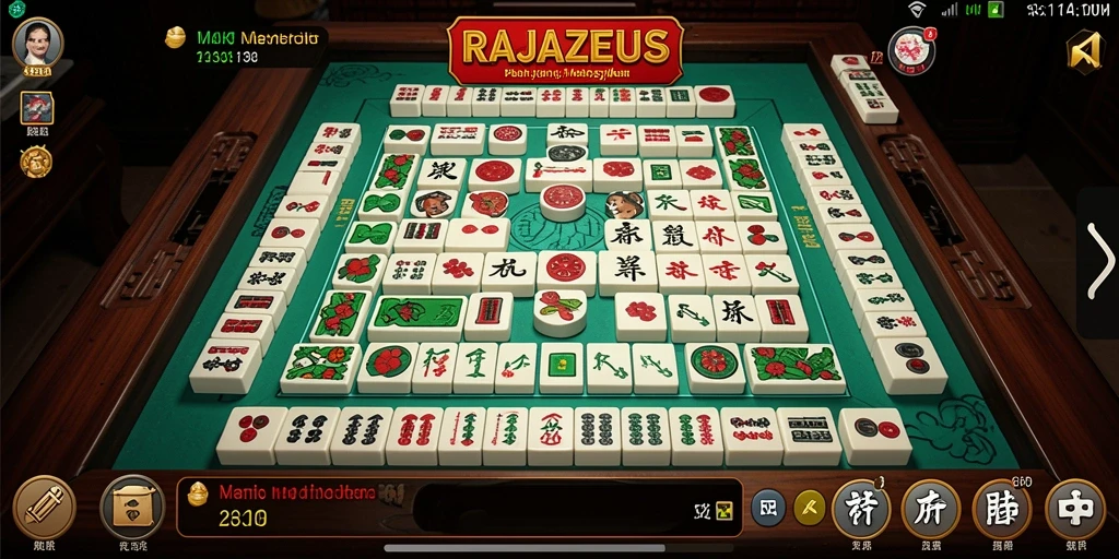 Tangkapan layar permainan RAJAZEUS dengan gameplay Mahjong yang menarik.