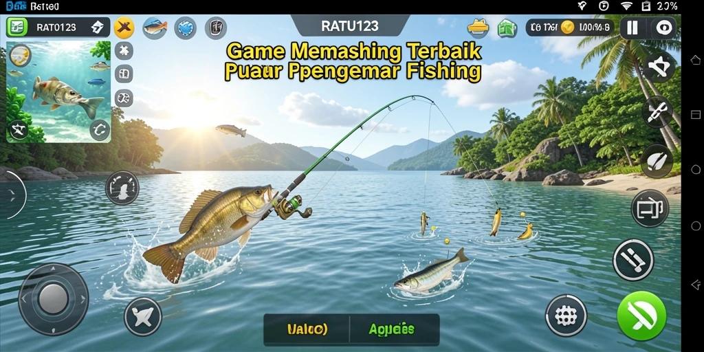 Tangkapan ikan dalam gameplay RATU123, menampilkan momen memancing yang seru.