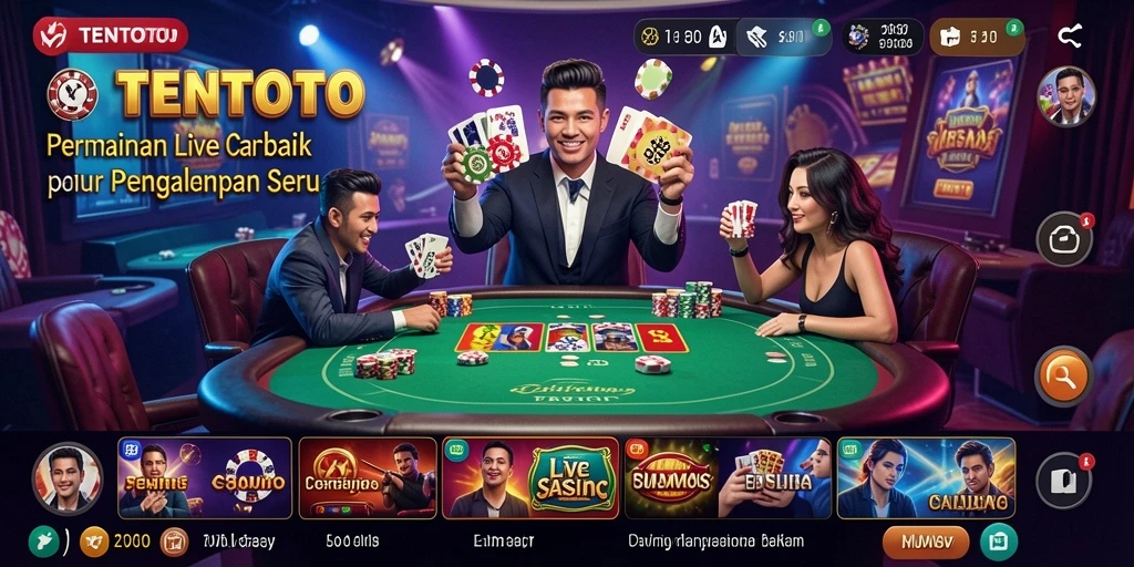 Gameplay seru TENTOTO dengan dealer langsung dan grafik menawan.